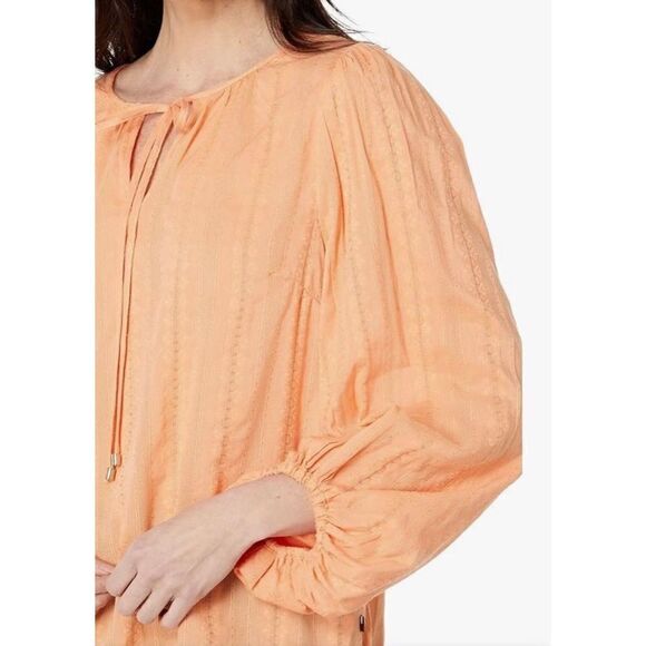 TOMMY HILFIGER - 🎉HP🎉NWT - L Sz XL Textured Tie Puff-Sleeve Peasant Top/Coral - Picture 13 of 16